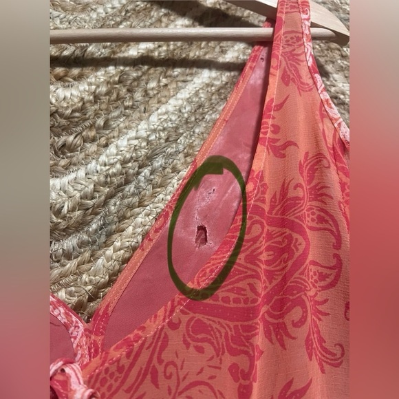 Free People Women's Penny Lover Cold Shoulder Orange Paisley Dress,Size M - Picture 4 of 14